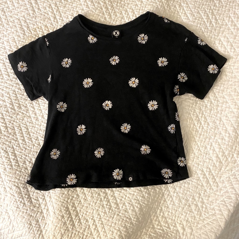 X Soft Black Daisy T Shirt